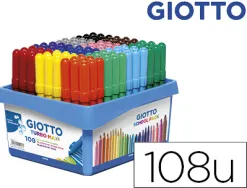 Feutre coloriage giotto turbo maxi ultra lavable testé dermatologiquement pointe bloquée étui accrochable 12 unités