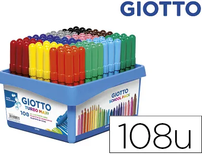 Feutre coloriage giotto turbo maxi ultra lavable testé dermatologiquement pointe bloquée étui accrochable 12 unités