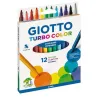 Feutre coloriage giotto turbo color ultra longue durée pointe bloquée polyester indéformable étui accrochable 12 unités