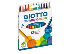 Feutre coloriage giotto turbo color ultra longue durée pointe bloquée polyester indéformable étui accrochable 12 unités