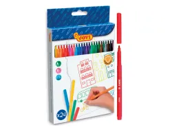 Feutre coloriage jovi lavable capuchon sécurité ventilé pointe solide 3mm 2 formats fine/maxi pochette 24 unités