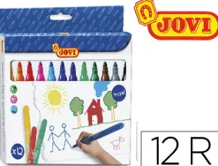Feutre coloriage jovi mine 14mm longueur 135mm pointe large pochette 12 unités