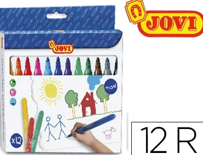 Feutre coloriage jovi mine 14mm longueur 135mm pointe large pochette 12 unités