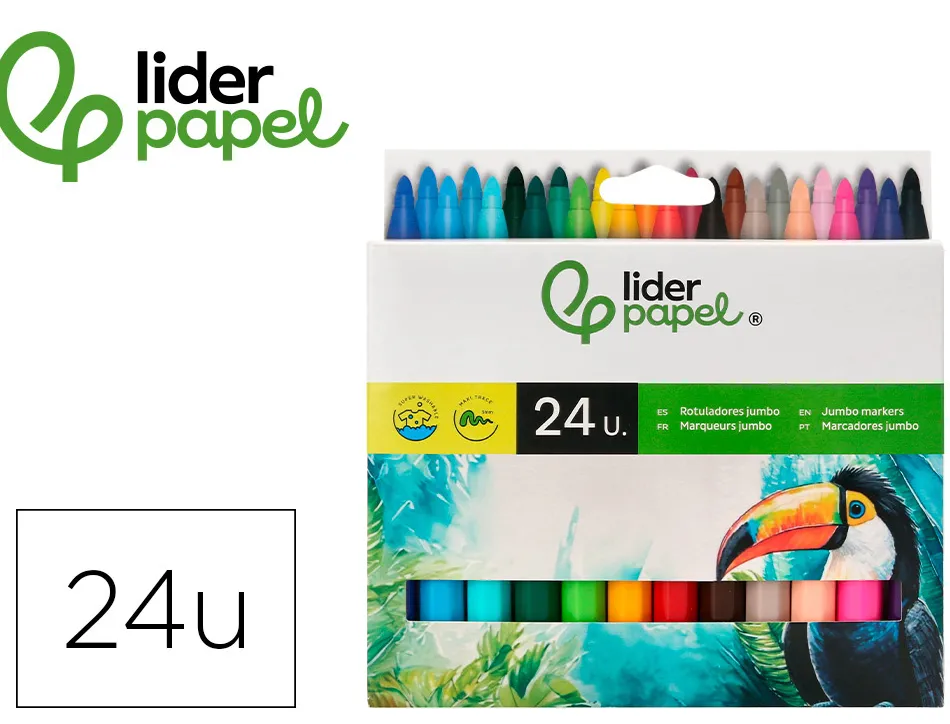 Feutre coloriage liderpapel jumbo longueur écriture 800m pointe nylon 5mm diamètre boîte carton 24 unités