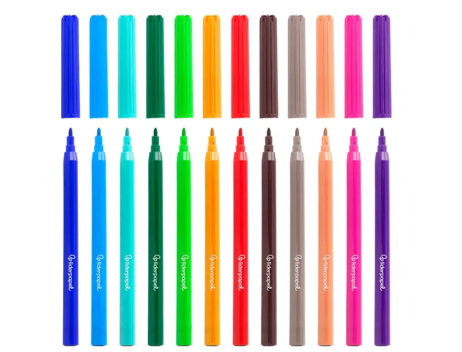 Feutre coloriage liderpapel slim longueur écriture 800m pointe nylon 2mm diamètre étui carton 12 unités
