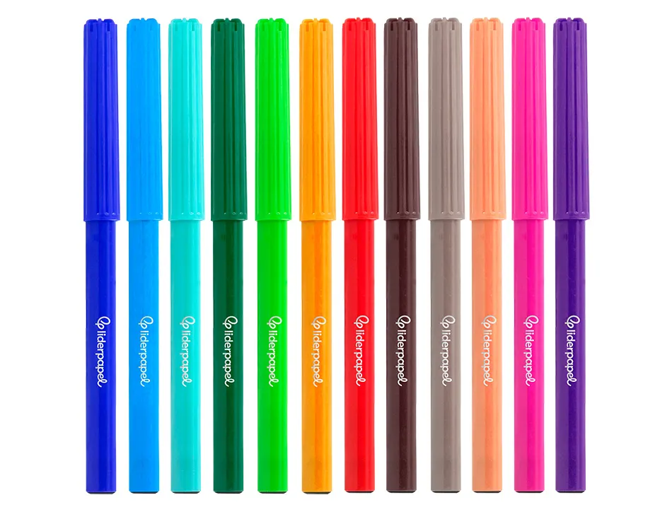 Feutre coloriage liderpapel slim longueur écriture 800m pointe nylon 2mm diamètre étui carton 12 unités