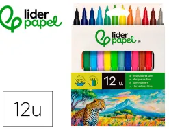 Feutre coloriage liderpapel slim longueur écriture 800m pointe nylon 2mm diamètre étui carton 12 unités