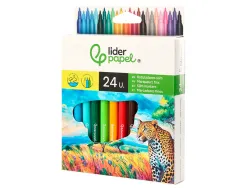 Feutre coloriage liderpapel slim longueur écriture 800m pointe nylon 2mm diamètre étui carton 24 unités
