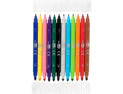 Feutre coloriage liderpapel duo 2 pointes fibre 5mm et 2.5mm longueur écriture 800m boîte carton 12 unités