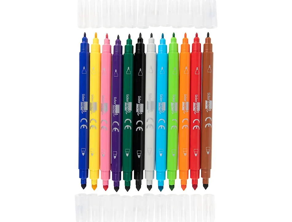 Feutre coloriage liderpapel duo 2 pointes fibre 5mm et 2.5mm longueur écriture 800m boîte carton 12 unités