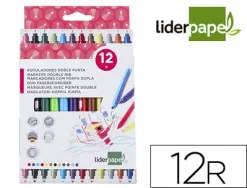 Feutre coloriage liderpapel duo 2 pointes fibre 5mm et 2.5mm longueur écriture 800m boîte carton 12 unités