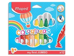 Feutre coloriage maped color'peps maxi triangulaire encore ultra-lavable pointe bloquée large pochette 12 unités