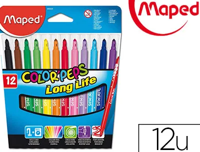 Feutre coloriage maped color'peps triangulaire encre ultra-lavable capuchon ventilé pointe bloquée pochette 12 unités