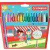 Feutre coloriage stabilo power capuchon ventilé encre lavable pointe moyenne ne sèche pas pochette 18 unités