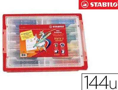 Feutre coloriage stabilo trio triangulaire encre super lavable pointe moyenne coffret scolaire 144 unités