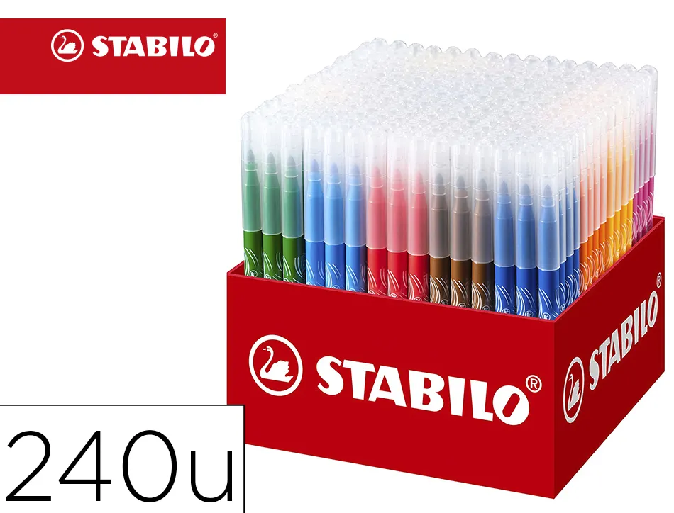 Feutre coloriage stabilo powermaxi schoolpack encre lavable pointe moyenne bloquee colorisassortis carton 240 unites