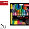 Feutre coloriage stabilo pen 68 max arty encre aquarellablepointe large biseautee etui carton 12 coloris assortis