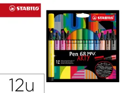 Feutre coloriage stabilo pen 68 max arty encre aquarellablepointe large biseautee etui carton 12 coloris assortis