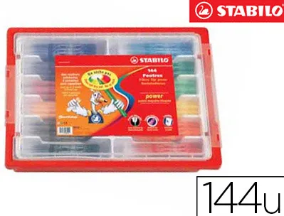 Feutre coloriage stabilo power capuchon ventilé encre lavable pointe moyenne ne sèche pas coffret scolaire 144 unités
