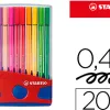Feutre coloriage stabilo pen 68 encre aquarellable pointe ogive moyenne robuste color parade etui chevalet 20