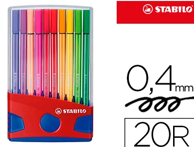 Feutre coloriage stabilo pen 68 encre aquarellable pointe ogive moyenne robuste color parade etui chevalet 20