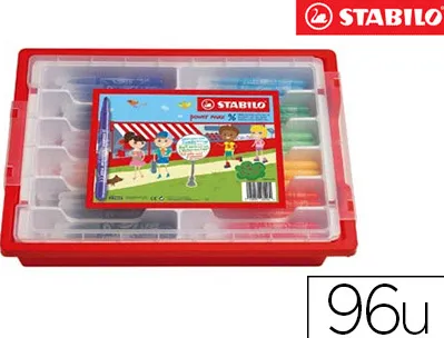 Feutre coloriage stabilo power max encre lavable corps large pointe large bloquée pochette 96 unités