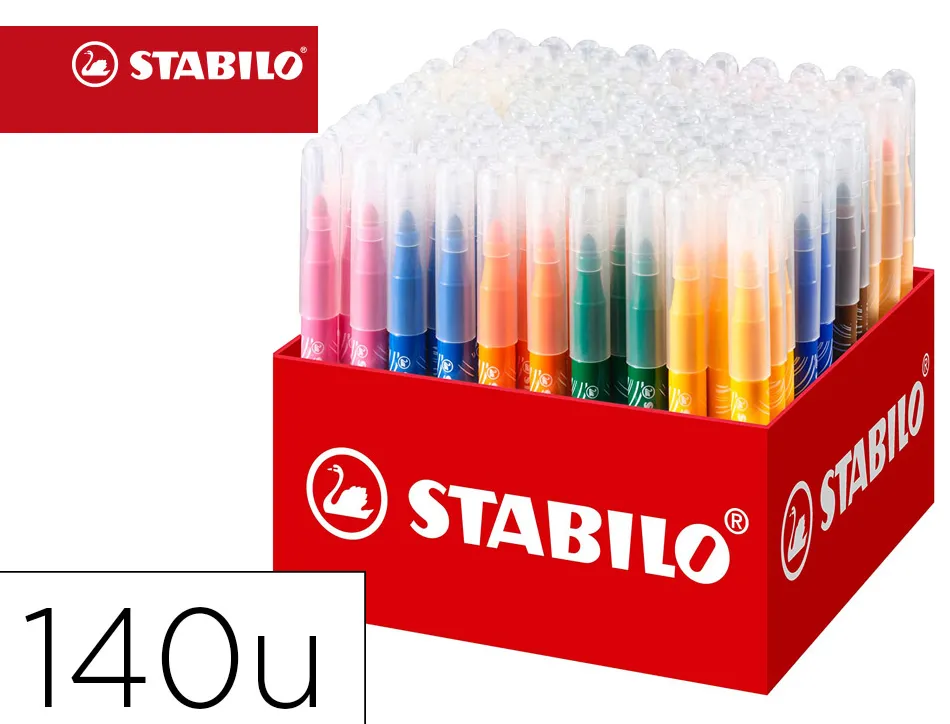 Feutre coloriage stabilo powermax maxi schoolpack encre lavable pointe large bloquee coloris assortis carton 140 unites
