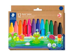 Feutre coloriage staedtler noris junior 329 hexagonal pointe large coloris assortis etui carton 12 unites