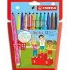 Feutre de coloriage stabilo trio a-z coloris assortis dont 2 fluo etui carton de 12