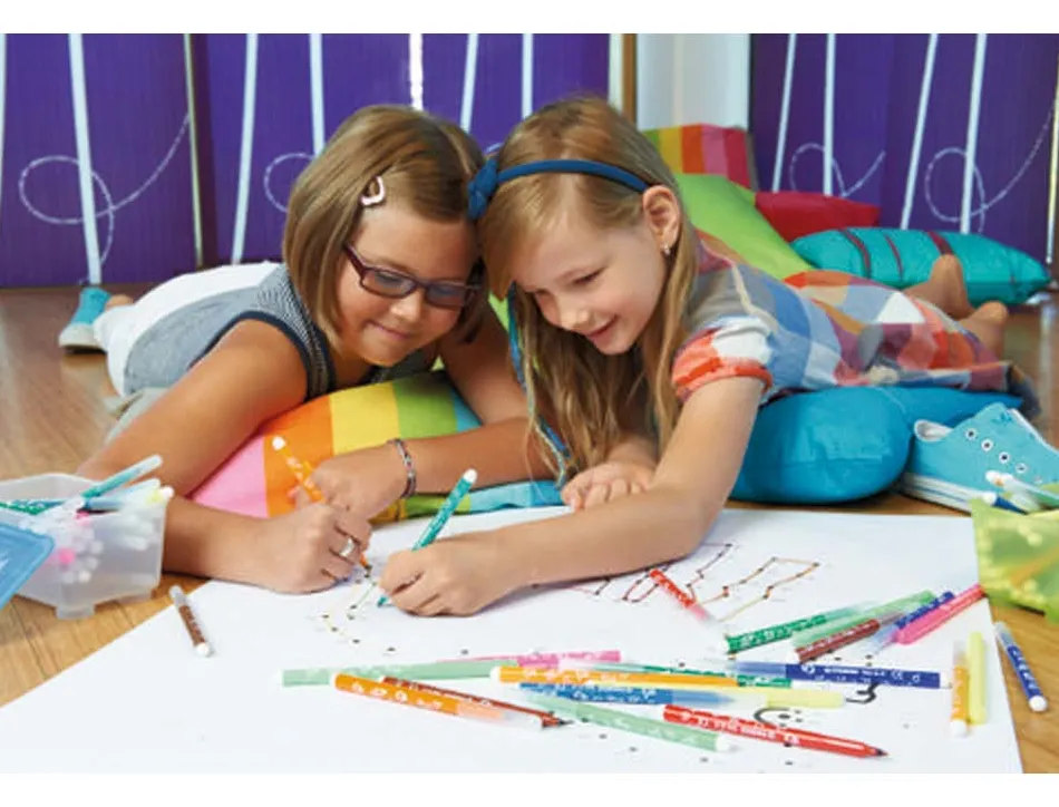 Feutre de coloriage stabilo trio a-z coloris assortis dont 2 fluo etui carton de 12