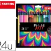 Feutre dessin stabilo pen 68 arty encre inodore base eau pointe moyenne trace 1mm etui carton 24 unites