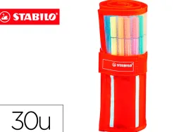 Feutre dessin stabilo pen 68 pointe moyenne ogive robuste pochette de 30 unités dont 6 fluos