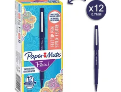 Feutre ecriture paper mate flair pointe moyenne 0,7mm encre bleu marine