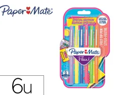 Feutre ecriture paper mate flair original pointe moyenne 0,7mm encres retro's 90 assorties blister 6 couleurs