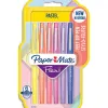 Feutre ecriture paper mate flair pastel pointe nylon 0,7mm bouchon ventile clip metal blister 6 unites