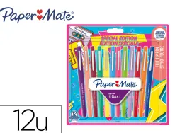 Feutre ecriture paper mate flair original pointe moyenne 0,7mm encres retro's 90 assorties blister 12 couleurs