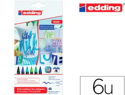 Feutre edding porcelaine e4200 céramique émaillée verre pointe pinceau fine flexible pochette 6 coloris froids