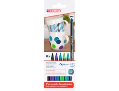 Feutre edding porcelaine e4200 céramique émaillée verre pointe pinceau fine flexible pochette 6 coloris froids