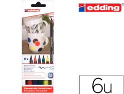 Feutre edding porcelaine e4200 céramique émaillée verre pointe pinceau fine flexible pochette 6 coloris