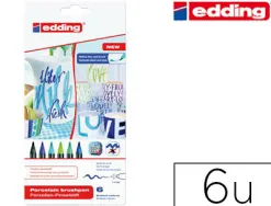 Feutre edding porcelaine e4200 céramique émaillée verre pointe pinceau fine flexible pochette 6 coloris chauds