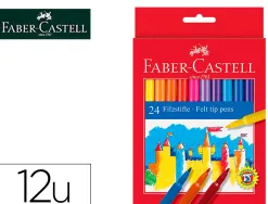 Feutre faber castell scolaire pointe robuste capuchon ventilé lavable couleurs assorties étui 12 unités