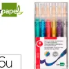 Feutre liderpapel encre metallisee pailletee double pointe etui de 6u assorties