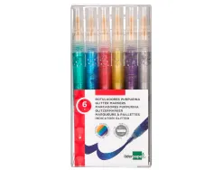 Feutre liderpapel encre metallisee pailletee double pointe etui de 6u assorties