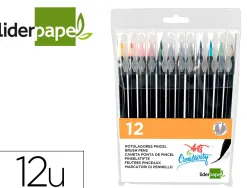 Feutre liderpapel pointe pinceau extra souple couleur assorties pochette 12 u