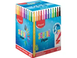 Feutre maped school peps 2.0 pointe moyenne coloris assortis school pack 72 unites
