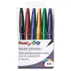 Feutre pinceau pentel arts pointe souple 2,07mm trait 0,3-0,7mm encre aquarellable coloris assortis pochette 6
