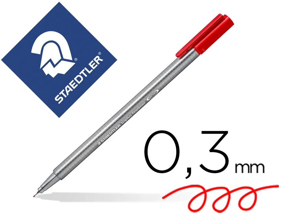 Feutre staedtler triplus fineliner 334 r pointe extra fine 0,3mm ergonomique coloris rouge