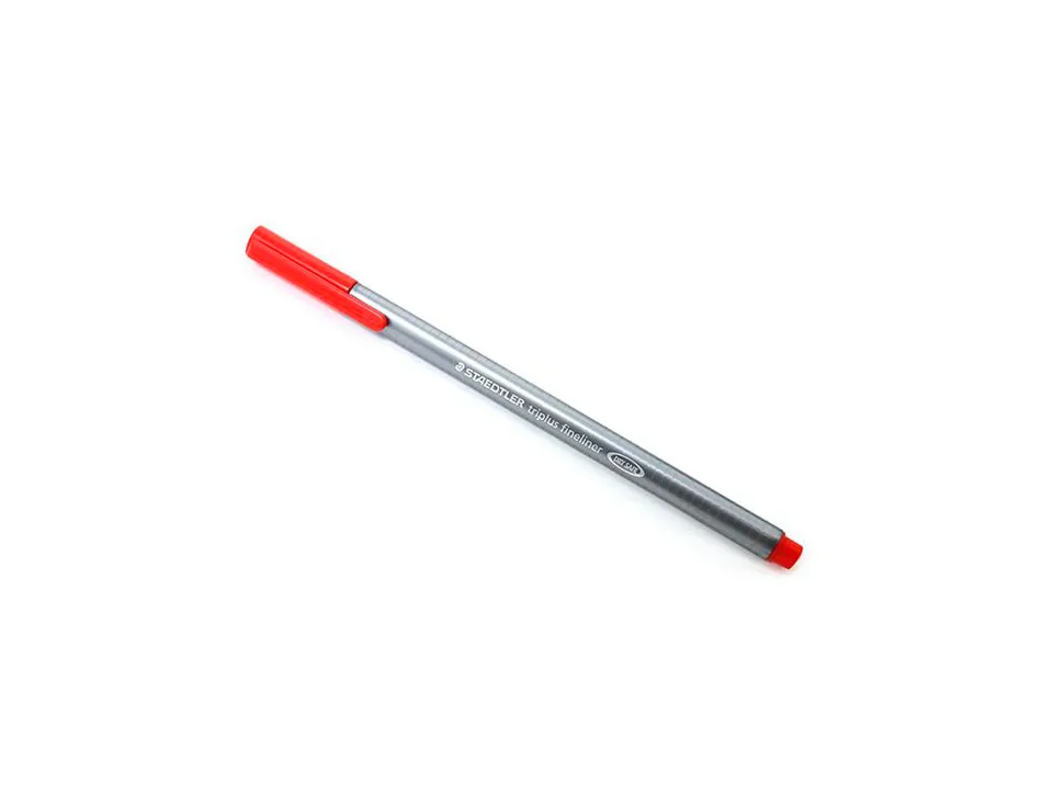 Feutre staedtler triplus fineliner 334 triangulaire pointe superfine 0,3mm coloris rouge