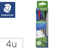 Feutre staedtler triplus fineliner 334 r pointe extra fine 0,3mm ergonomique coloris assortis etui 4 unites