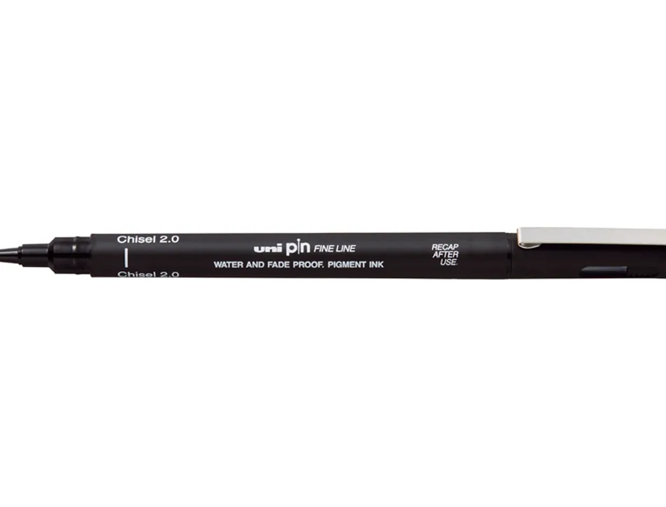 Feutre technique uniball calibrees pointes biseau 2mm coloris noir
